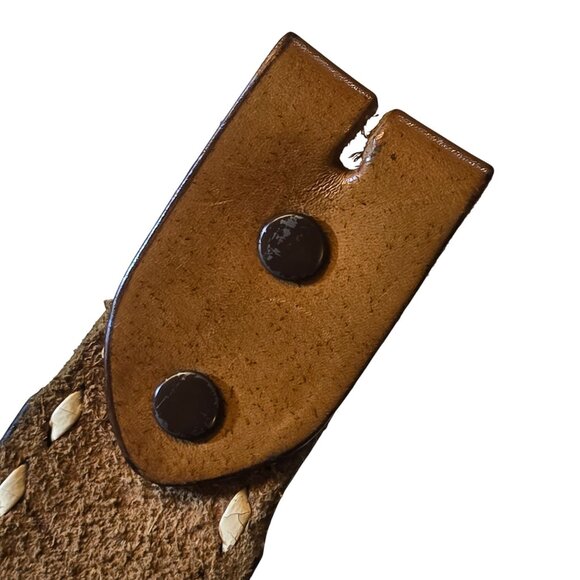 National Finals Rodeo Belt Brown Leather Justin Brand Size 32 NFR Vintage Wester - Picture 3 of 16